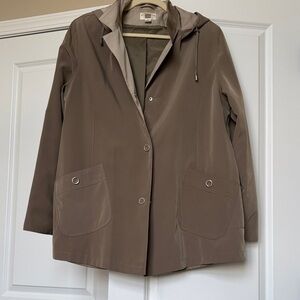 Women's Tan Hooded Rain Jacket